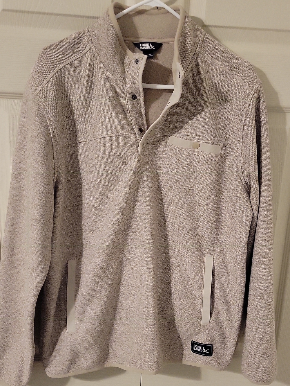Eddie Bauer Taupe Fleece Pullover with Logo Tag